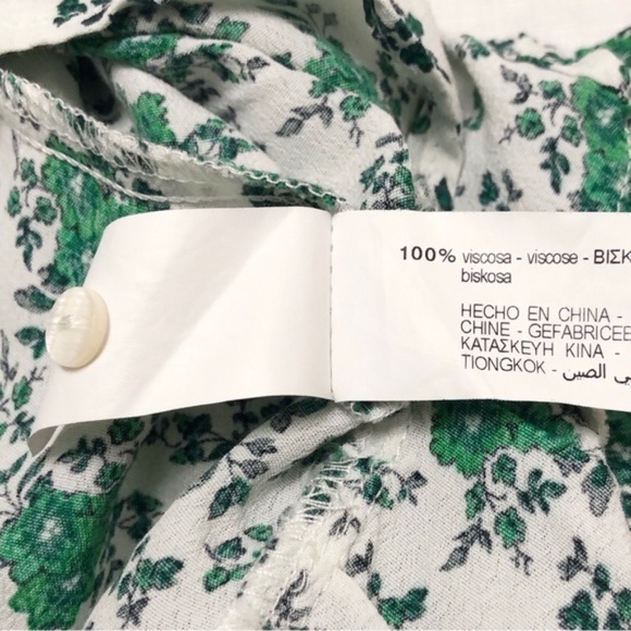Zara | Cottagecore Green White Floral Tiered Maxi Dress XS - Picture 14 of 16